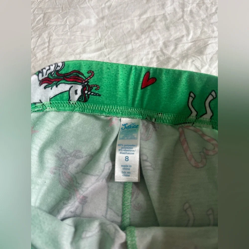 Unicorn candy cane Christmas leggings size 8